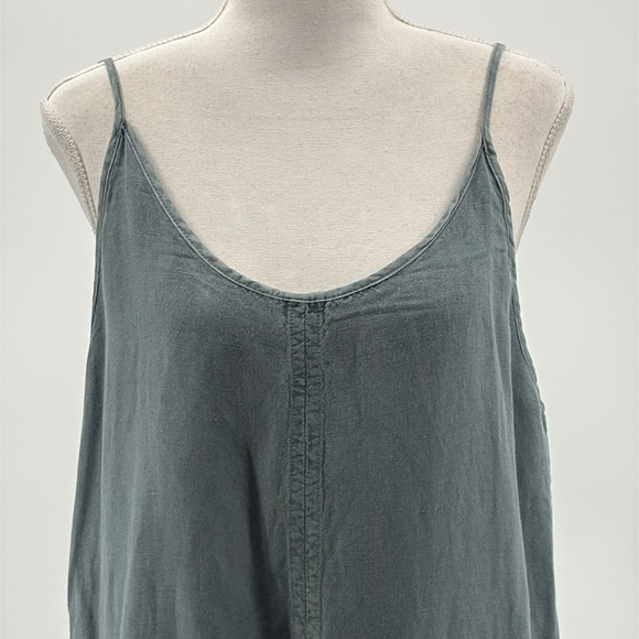 Young Fabulous & Broke Linen & Rayon Waist Tie Summer Dress in Blue -Size Medium - Picture 2 of 6